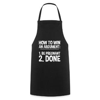 Comment gagner une dispute, être enceinte, fait 2 - Tablier de cuisine - noir - Devant - AI Model Male 185 dark (185cm)