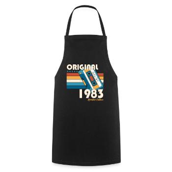 40th birthday man April Born 1983 Cassette - Cooking Apron - black - Front - AI Model Male 185 dark (185cm)