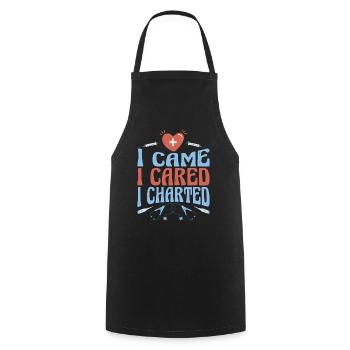 I Came I Cared I Charted 3 - Cooking Apron - black - Front - AI Model Male 185 dark (185cm)