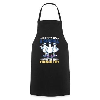 Happy As A Seagull With A French Fry - Cooking Apron - black - Front - AI Model Male 185 dark (185cm)