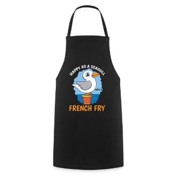 Happy As A Seagull With A French Fry 3 - Cooking Apron - black - Front - AI Model Male 185 dark (185cm)