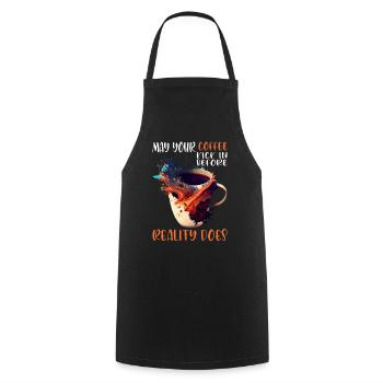 Que votre café entre en jeu avant que la réalité ne le fasse 59 - Tablier de cuisine - noir - Devant - AI Model Male 185 dark (185cm)