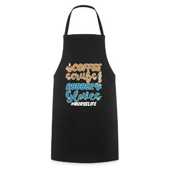 Coffee Scrubs And Rubber Gloves #nurselife 4 - Cooking Apron - black - Front - AI Model Male 185 dark (185cm)