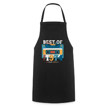 49 Birthday Man Cassette June Year 1974 - Cooking Apron - black - Front - AI Model Male 185 dark (185cm)