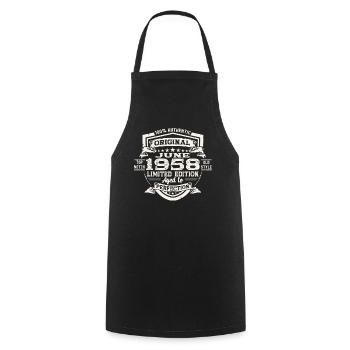 65e anniversaire Juin Millésime 1958 Bouclier original - Tablier de cuisine - noir - Devant - AI Model Male 185 dark (185cm)
