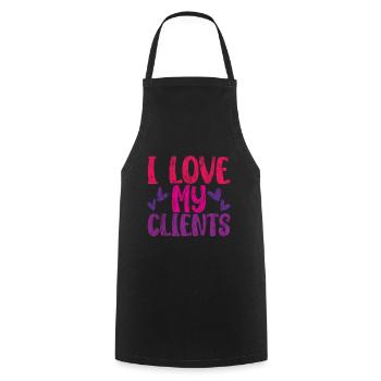 I Love My Clients 3 - Kochschürze - Schwarz - Vorne - AI Model Male 185 dark (185cm)