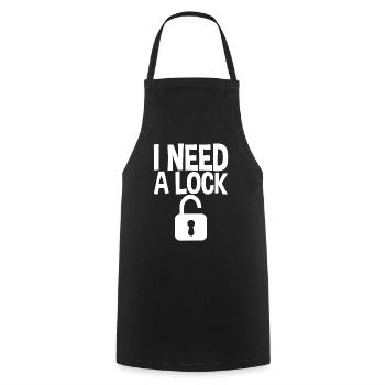 I Need A Lock - Kochschürze - Schwarz - Vorne - AI Model Male 185 dark (185cm)