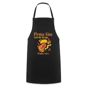 Praise Him With The Strings 4 - Kochschürze - Schwarz - Vorne - AI Model Male 185 dark (185cm)
