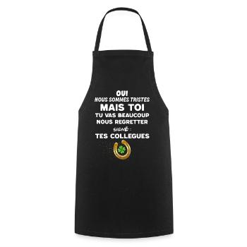 Les Collègues Sont Tristes Cadeau Départ - Tablier de cuisine - noir - Devant - AI Model Male 185 dark (185cm)