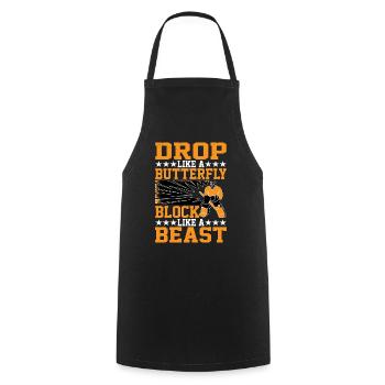 Drop Like A Butterfly, Block Like A Beast 3 - Tablier de cuisine - noir - Devant - AI Model Male 185 dark (185cm)