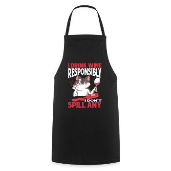 Je bois du vin de manière responsable, je n’en renverse pas 2 - Tablier de cuisine - noir - Devant - AI Model Male 185 dark (185cm)