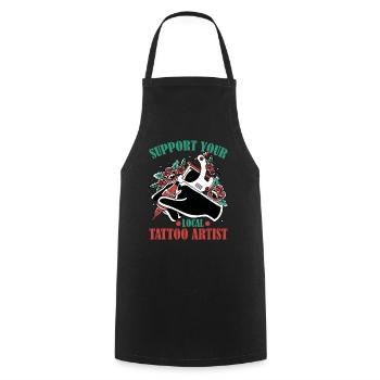 Support Your Local Tattoo Artist 3 - Kochschürze - Schwarz - Vorne - AI Model Male 185 dark (185cm)