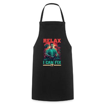 Relax I Can Fix It 17 - Cooking Apron - black - Front - AI Model Male 185 dark (185cm)