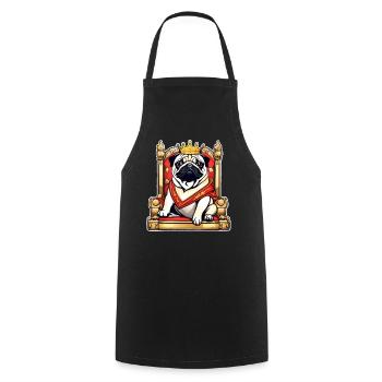 Cute royal pug with crown and throne - Cooking Apron - black - Front - AI Model Male 185 dark (185cm)