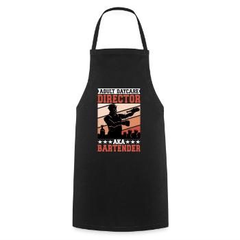 Adult Daycare Director aka Bartender 2 - Cooking Apron - black - Front - AI Model Male 185 dark (185cm)