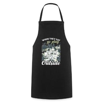 Quand ils disent d’aller jouer dehors - Tablier de cuisine - noir - Devant - AI Model Male 185 dark (185cm)