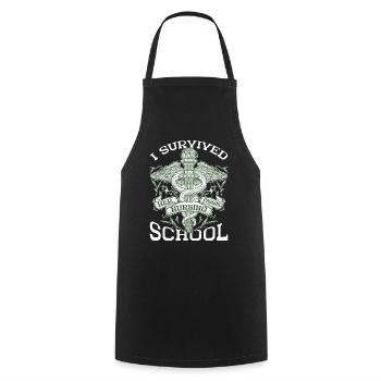 I Survived Her Passing Nursing School 28 - Cooking Apron - black - Front - AI Model Male 185 dark (185cm)