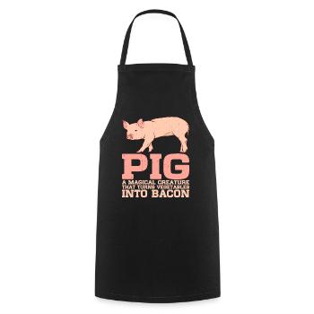 Pig, A Creature That Turns Vegetables Into Bacon 7 - Cooking Apron - black - Front - AI Model Male 185 dark (185cm)