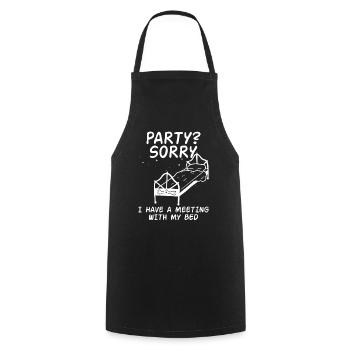 Fête, Désolé, j’ai une réunion avec mon lit 4 - Tablier de cuisine - noir - Devant - AI Model Male 185 dark (185cm)