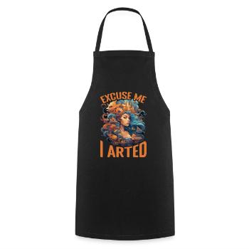 Excuse Me I Arted 15 - Cooking Apron - black - Front - AI Model Male 185 dark (185cm)