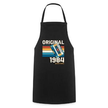 39e anniversaire Cassette décembre Vintage 1984 - Tablier de cuisine - noir - Devant - AI Model Male 185 dark (185cm)