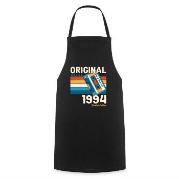 Cassette 29e anniversaire décembre Vintage 1994 - Tablier de cuisine - noir - Devant - AI Model Male 185 dark (185cm)