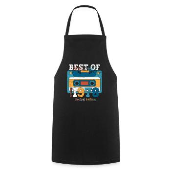 45e anniversaire décembre Vintage 1978 cassette - Tablier de cuisine - noir - Devant - AI Model Male 185 dark (185cm)