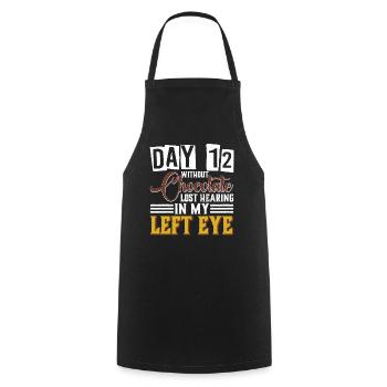 Day 12 Without Chocolate, Lost Hearing 10 - Cooking Apron - black - Front - AI Model Male 185 dark (185cm)