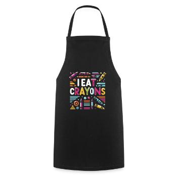 I Eat Crayons 9 - Cooking Apron - black - Front - AI Model Male 185 dark (185cm)