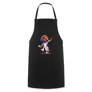 Cute Lion Artist - Cooking Apron - black - Front - AI Model Male 185 dark (185cm)