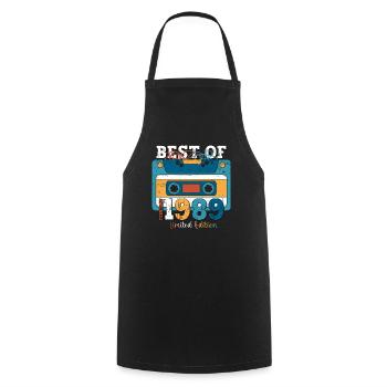 35e anniversaire Cassette février Vintage 1989 - Tablier de cuisine - noir - Devant - AI Model Male 185 dark (185cm)