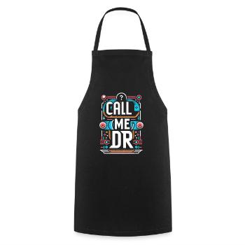 Call Me Dr 29 - Kochschürze - Schwarz - Vorne - AI Model Male 185 dark (185cm)