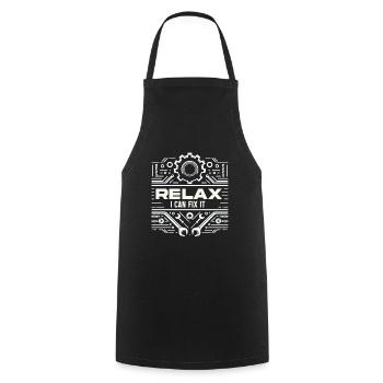 Relax I Can Fix It 34 - Cooking Apron - black - Front - AI Model Male 185 dark (185cm)