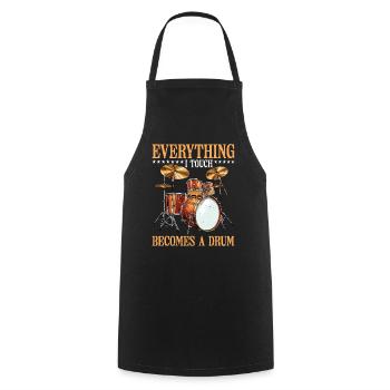 Tout ce que je touche devient un tambour 26 - Tablier de cuisine - noir - Devant - AI Model Male 185 dark (185cm)