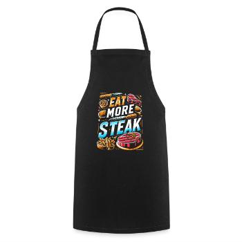 Eat More Steak 12 - Cooking Apron - black - Front - AI Model Male 185 dark (185cm)