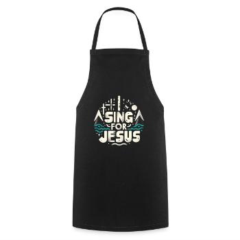 Je chante pour Jésus 4 - Tablier de cuisine - noir - Devant - AI Model Male 185 dark (185cm)