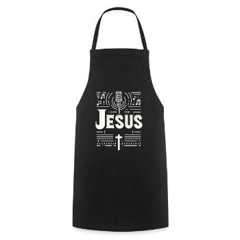 Je chante pour Jésus 10 - Tablier de cuisine - noir - Devant - AI Model Male 185 dark (185cm)