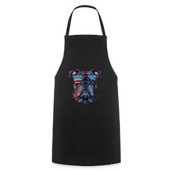 Bulldog with American Sunglasses - Cooking Apron - black - Front - AI Model Male 185 dark (185cm)