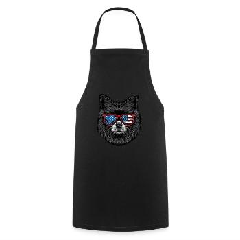 Pomeranian with American Sunglasses - Cooking Apron - black - Front - AI Model Male 185 dark (185cm)