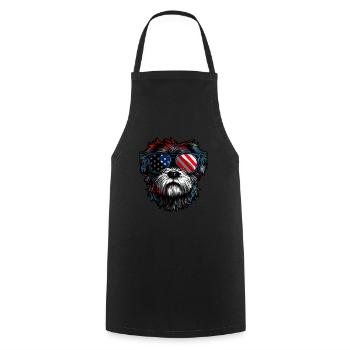 Shih Tzu with American Sunglasses - Cooking Apron - black - Front - AI Model Male 185 dark (185cm)