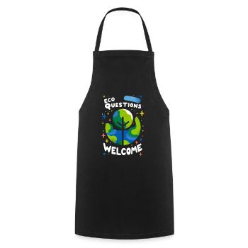 Eco Questions Welcome 2 - Kochschürze - Schwarz - Vorne - AI Model Male 185 dark (185cm)
