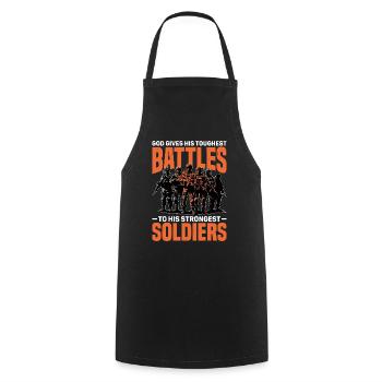 God Gives His Toughest Battles To His Strongest 10 - Cooking Apron - black - Front - AI Model Male 185 dark (185cm)