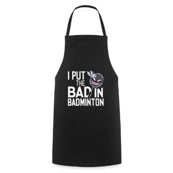 J’ai mis le mauvais dans le badminton 12 - Tablier de cuisine - noir - Devant - AI Model Male 185 dark (185cm)