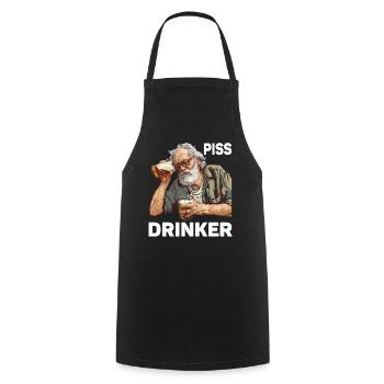 Piss Drinker 46 - Kochschürze - Schwarz - Vorne - AI Model Male 185 dark (185cm)