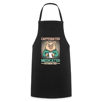 Caffeinated Medicated Hydrated - Cooking Apron - black - Front - AI Model Male 185 dark (185cm)