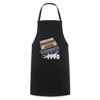 Kassette Mai 1990 Jahrgang 1990 Geburtstag 1990 - Kochschürze - Schwarz - Vorne - AI Model Male 185 dark (185cm)