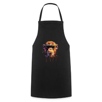 Cool Sunglasses Monkey Covered In Rainbow Paint - Cooking Apron - black - Front - AI Model Male 185 dark (185cm)