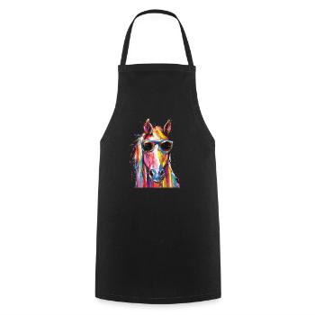 Cool Sunglasses Horse Covered In Rainbow Paint - Cooking Apron - black - Front - AI Model Male 185 dark (185cm)