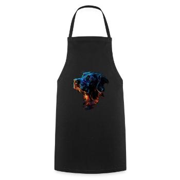 Chien rouge et bleu Art animalier féroce et vif - Tablier de cuisine - noir - Devant - AI Model Male 185 dark (185cm)