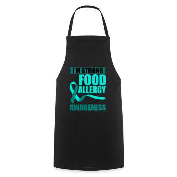 Je suis fort, sensibilisation aux allergies alimentaires 4 - Tablier de cuisine - noir - Devant - AI Model Male 185 dark (185cm)